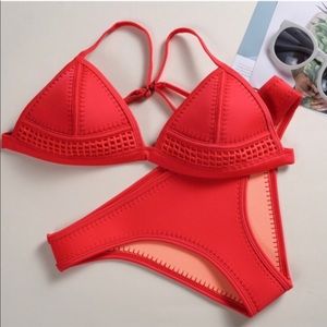 Triangl Swim red velvet bikini top